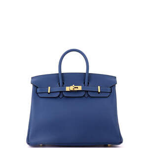 Hermes Birkin 25 Blue Novillo with Gold Hardware